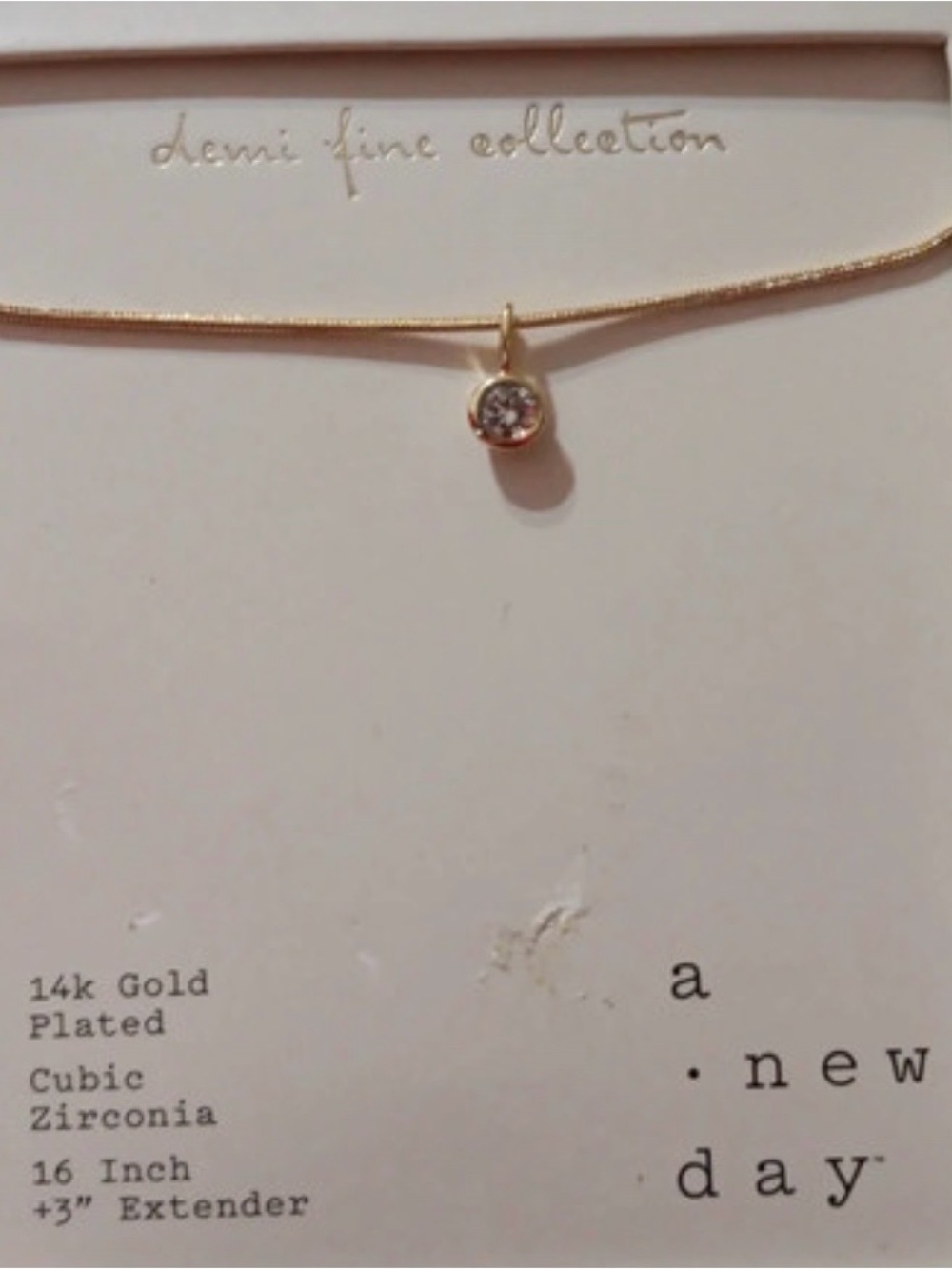 a new day Gold Plated CZ Bezel Pendant Necklace